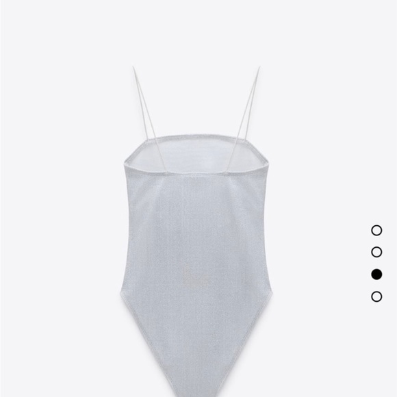 NWT Zara Silver Sparkle Spaghetti Strap Bodysuit Small - Picture 3 of 9